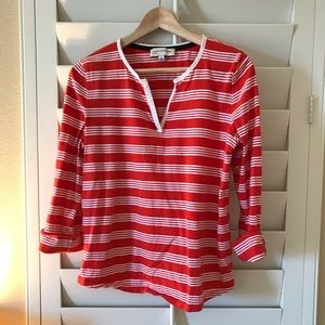 🍍Jones New York 3/4 sleeve orange/white striped blouse🍍